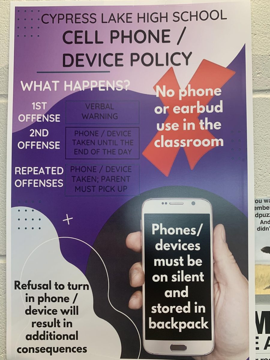 Photo of cell phone policy poster